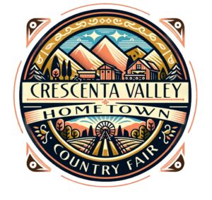 Crescenta Valley Hometown Country Fair logo with mountains, a ferris wheel, and farmland.