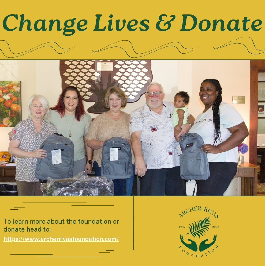 ARF team donates school backpacks to staff and families at Elizabeth House.
