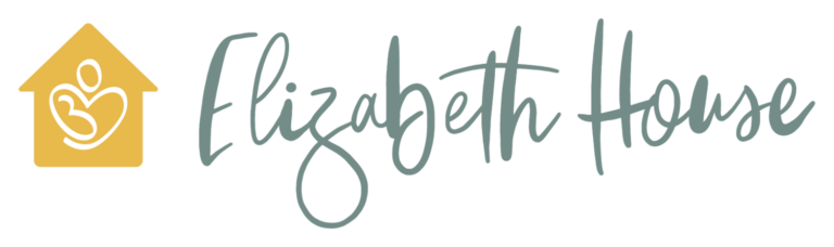 Elizabeth House logo with a yellow house icon featuring a mother and child outline.